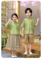Conjunto de dos piezas de Hanfu chino para niñas, disfraz de jardín elegante y moderno estilo Tang para actuación del Día del Niño - details 9