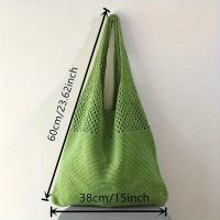 Bolsa de ganchillo hueca retro de gran capacidad: interior espacioso con una amplia habitación para elementos esenciales diarios, ideal para compras de comestibles - details 2
