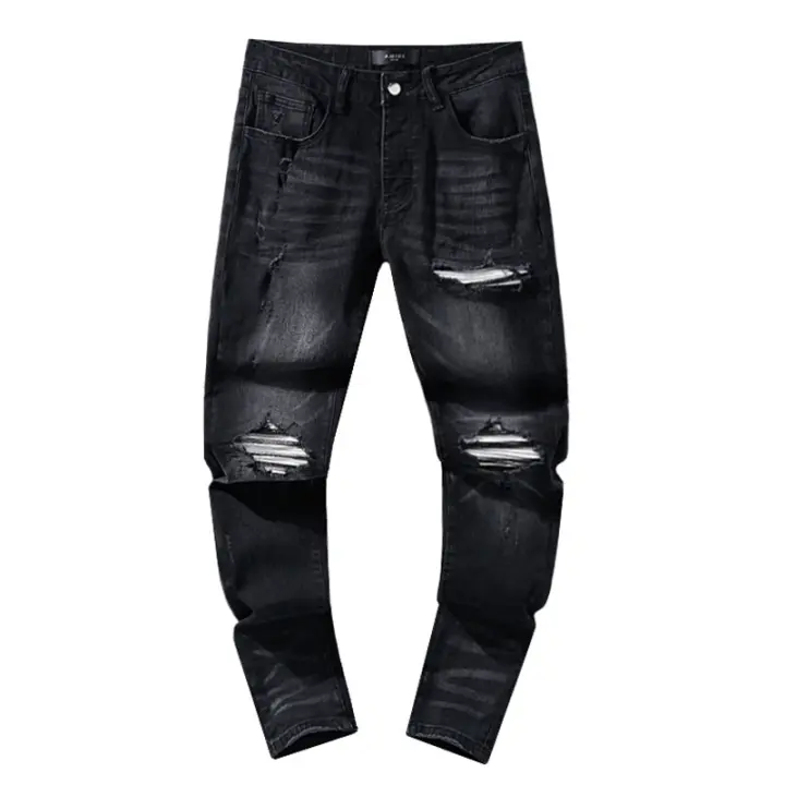 Jeans desgastados retro americanos de marca violeta, vintage, moda callejera desgastada - 1