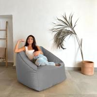 Reposapiés Salon de Lujo - [50x40x30 cm] Sofá Puf de Diseño con Relleno Incluido para Escritorio u Oficina - Taburete Bean Bag Silla Grande en Cuero Sintético Beige - details 28