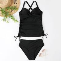 Traje de Baño de Dos Piezas con Estampado de Hoja Tankini de Verano Sexy para Mujeres Retráctil - details 1