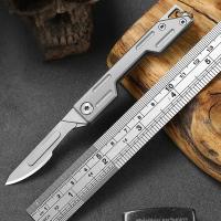 Cuchillo Plegable De Acero Inoxidable Con Llavero Cuchillo De Bolsillo Quirúrgico Con Hoja Reemplazable Kit De Cuchillo Para Manualidades - details 1