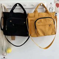Bolso de mano de lona de algodón grande Retro con cremallera de pana para mujer, bolso cruzado ecológico informal portátil para mujer, bolso de mano con felpa - details 10