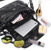 Bolso bandolera pequeño negro para mujer, bolso cruzado de cuero PU suave lavado, bolsos femeninos - details 24