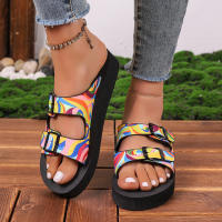 Zapatillas planas con estampado aleatorio para mujer, zapatos informales, sandalias de playa, chanclas para caminar, verano, 2024 - details 8