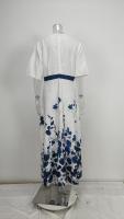 Vestido de falda grande con cordones estampado con cuello en V y temperamento elegante y a la moda para mujer 2025 - details 7