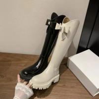 Botas De Suela Gruesa ajustadas para Mujer, Nuevo Diseño Sentido Niño, Arco, Botas De Caballero Alto, 2024 - details 4