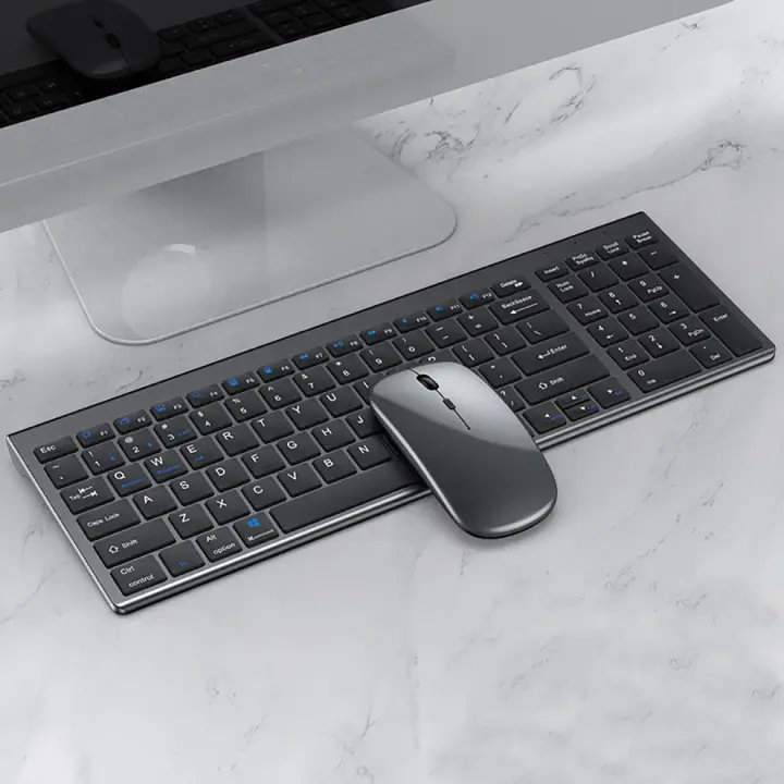 Jomaa-conjunto de teclado y ratón inalámbrico para ordenador portátil, accesorio recargable y delgado con Bluetooth, USB 2,4G, Combo de teclado y ratón - 1