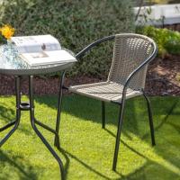 Conjunto Exterior de Jardín de Ratán Natural Mesa y Sillas de Acero y Cristal - details 44