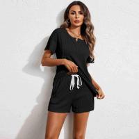Primavera Y Verano En Europa Y Estados Unidos Ropa De Casa De Mujer, Conjunto De Pijama, Jacquard De Punto Pantalones Cortos De Manga Corta Traje De Dos Piezas - details 2