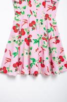 TRAFZA-Vestido corto sin hombros con estampado de frutas para mujer, minivestido elegante con cremallera, informal, con lazo, sin mangas, Verano - details 12
