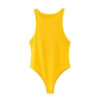 Bodysuit Veraniego Para Mujer Sexy Y Slim De Color Sólido Verde Ajustado Casual Chic Para Club Polyester Sin Decoración - details 21
