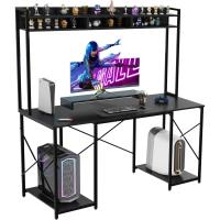 Mesa de Juego Ergonómica Estante de Almacenamiento con Soporte 120x60cm Marrón - details 27