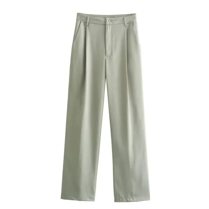 BUNO-traje informal para mujer, Chaqueta corta con bolsillos y cuello vuelto, pantalones elegantes de pierna ancha, moda urbana, primavera y verano, 2025 - 1