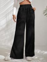 Pantalones de pana para mujer, cintura alta recta, pierna ancha, otoño, elegantes y originales - details 1