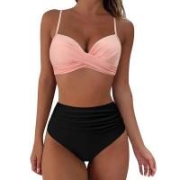 Conjunto de Bikini Sexy de dos piezas para mujer, ropa de playa Unicolor con realce, Tr de verano, Bikini Triangular, baño Ba de cintura, 2024 - details 22