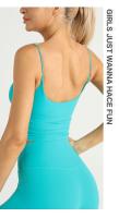 Tops con tirantes de Color sólido para mujer, ropa de Yoga deportiva, con pliegues, transpirable, para gimnasio, entrenamiento, correr - details 10
