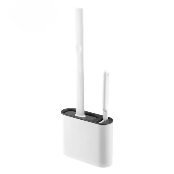 Set de Cepillo de Inodoro de Silicona Soporte Montado en la Pared TPR Herramienta de Limpieza Diaria para el Hogar - 1