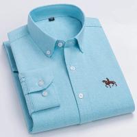 Camisas de caballo bordadas para hombre, ropa de calle de gran tamaño, 2025 algodón, Oxford, informal, manga larga, talla grande, 100% - details 11