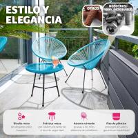 Conjunto Muebles Jardín Exterior de Acero, Estilo Acapulco, 2 Sillas y 1 Mesa con Cristal, Mesa y Sillas de Terraza Resistentes a Intemperie,Topes en Patas, para Interior y Exterior - beige - details 24