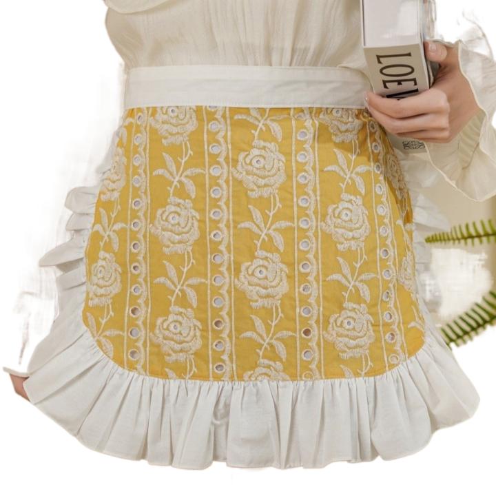 Delantal de sirvienta, delantal de cintura ajustable, exquisito y elegante delantal de camarera, medio delantal suave y cómodo para cocina