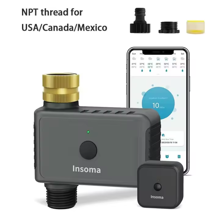 Timador Automático de Riego WiFi Insoma Horario de Agua Giratorio de Latón para Jardín - 1