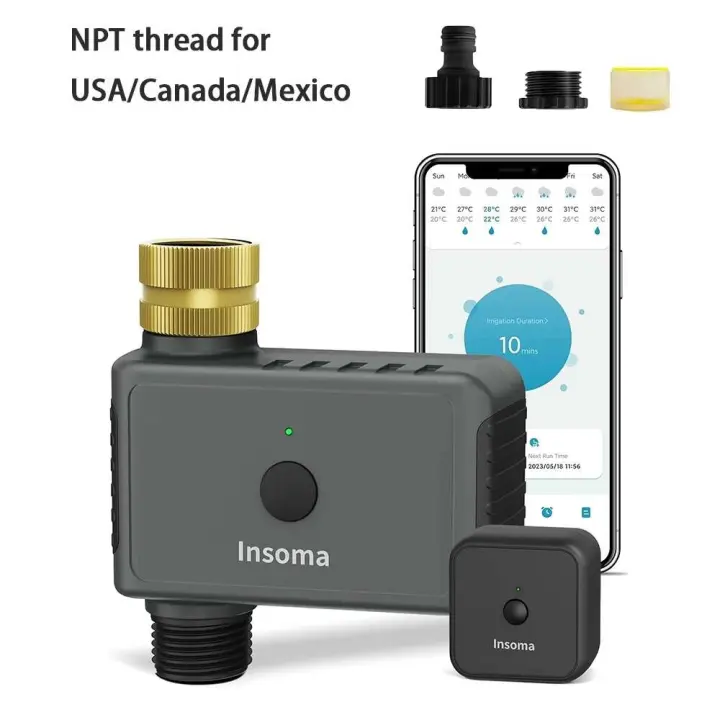Timador Automático de Riego WiFi Insoma Horario de Agua Giratorio de Latón para Jardín - 1