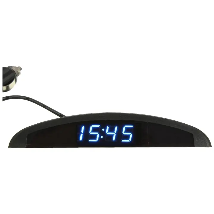 Voltímetro LED Digital 3 en 1 para coche, termómetro de reloj de temperatura de voltaje, azul, 12V - 1