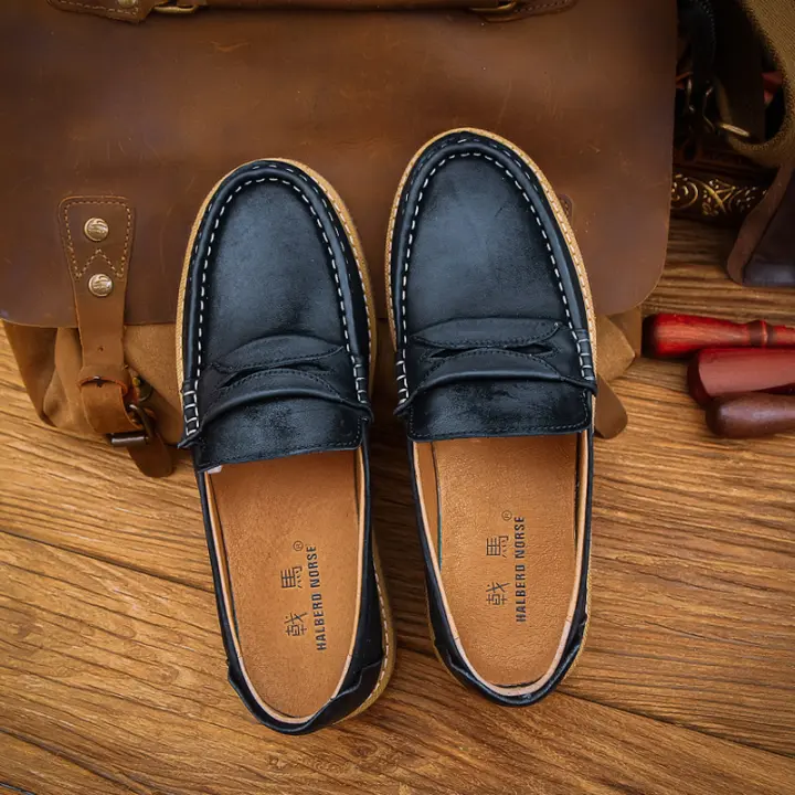 Zapatos de cuero de vaca puro de alta gama, cuero de vaca de primera capa, transpirables, suela suave, zapatos de hombre. - 1