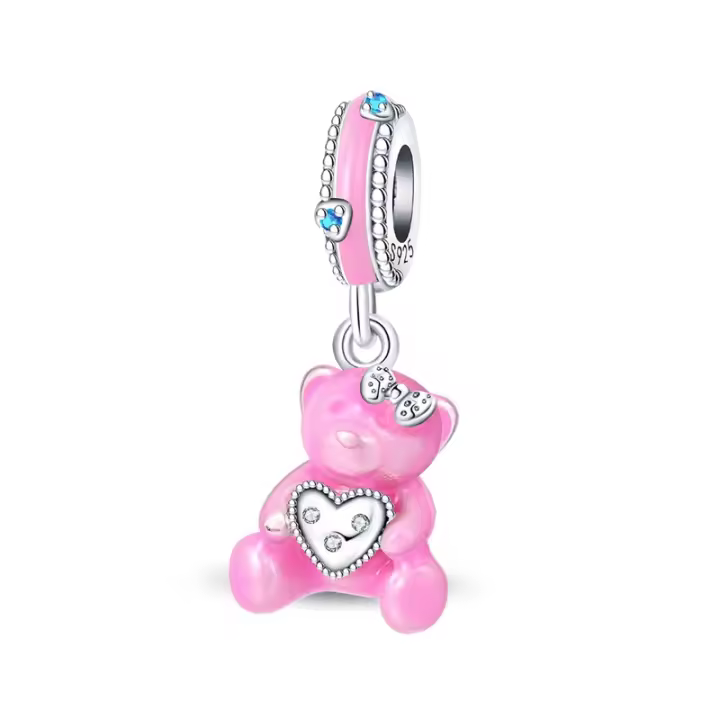 Nuevos Dijes de Plata de Ley 925 Diseño de Abrazo de Amor Zirconia Joyería de Mujer DIY Pulseras - 1