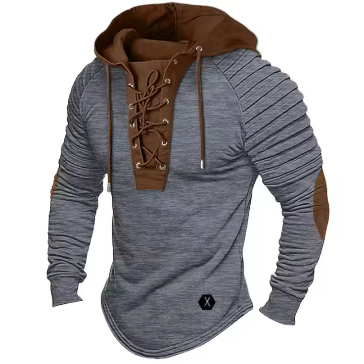 Camiseta con capucha para hombre, top grueso, cómoda a la moda de otoño - 1