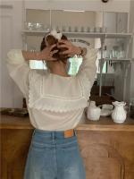 Blusa de verano para mujer, camisa de primavera, blusa para mujer, Blusas largas de gasa, informales, elegantes, Vintage, de manga larga, holgada de gran tamaño, blanca - details 19