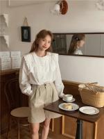 Blusa de verano para mujer, camisa de primavera, blusa para mujer, Blusas largas de gasa, informales, elegantes, Vintage, de manga larga, holgada de gran tamaño, blanca - details 3