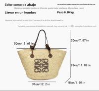 Bolso de paja tejido de gran capacidad, bolso de mano hecho a mano, bolso de estilo festivo, bolso de hombro - details 0