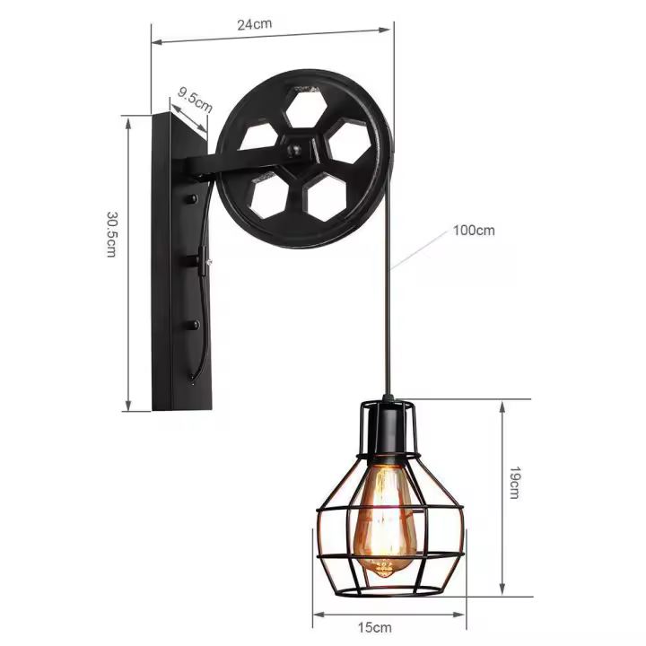 Lámpara de Pared de Loft Vintage Base E27 Material de Iluminación y Decoración - 1