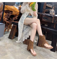 Sandalias romanas con borlas de pellizco nuevas botas frescas con cremallera lateral de punta abierta de verano que aumentan la altura interior - details 2