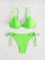 Nuevo traje de baño sexy con espalda descubierta y soporte de acero dividido de Yiyong, bikini con cordones de color sólido para mujer - details 38