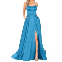 Elegante Vestido Largo de Satén con Cintura Alta Estilo de Boda Delgado para Mujeres - details 2
