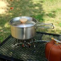 Batería de cocina de acero inoxidable para acampar, hervidor portátil para cocinar al aire libre, hervidor con asa plegable - details 5