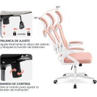 Ergonómica Reposabrazo Ajustable Oficina Trabajo Reposacabeza Giratoria Rosa - details 1