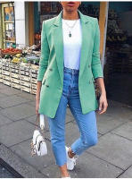 Chaqueta Blazer De Moda Para Mujer Casual Vintage Largo Manga Casual Oficina Primavera Otoño Chaqueta Lady Con Cuello Lapel Outerwear Estándar - details 7