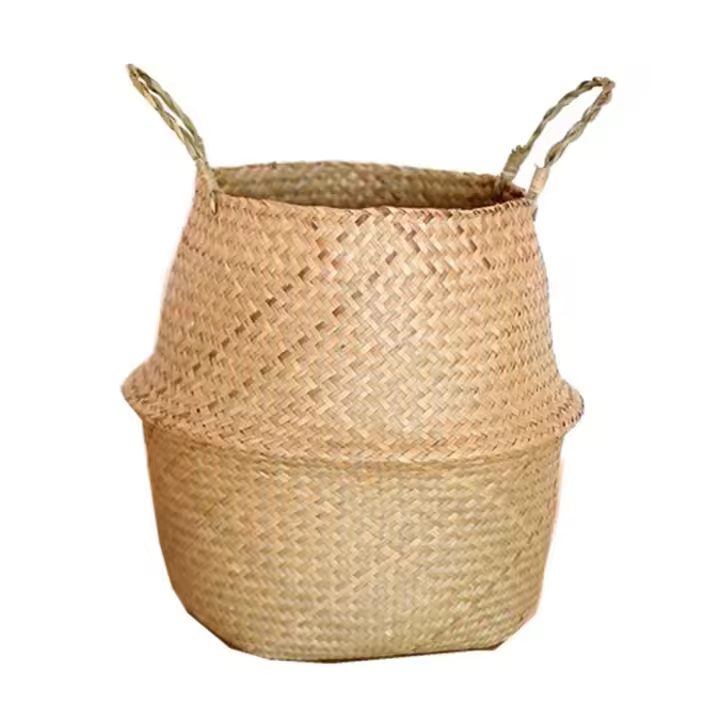 Cesta de mimbre para algas marinas, maceta colgante para flores, cesto para la ropa sucia, cesta de almacenamiento - 1