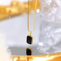 Colgante Cuadrado Minimalista de Acero Inoxidable Joyería Vintage de Oro para Mujeres - details 5