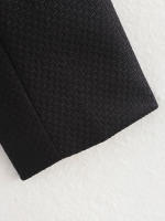 Elegant Black White Jacket For Women Autumn O Neck Long Sleeve Crop Coat Single Breasted With Belt Lady New Outerwear - details 11