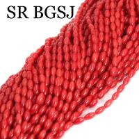 3x6mm pequeña forma de arroz rojo Natural mar bambú Coral suelto DIY accesorios de joyería cuentas espaciadoras hebra 15" - details 2