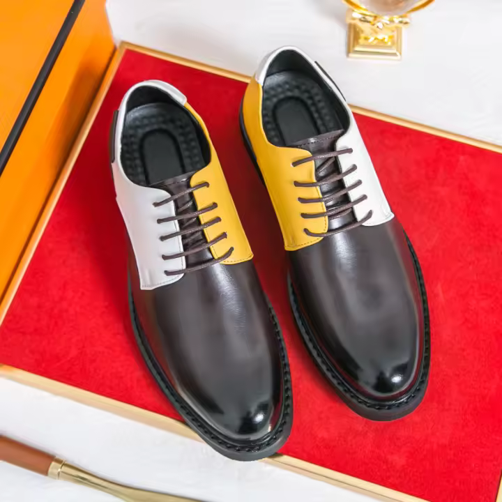 Zapatos de cuero de moda con cordones de empalme personalizados - 1