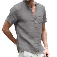 Camisas de lino con botones para hombre, camisa informal de manga corta para playa, hawaiana, para vacaciones, talla S-5XL - details 11