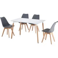 Sillas de comedor nórdicas con respaldo ergonómico, material PU y patas de 2,8 cm de ancho |   Sillas de Cocina con Madera de Haya Maciza (2 Sillas Grises) - details 8