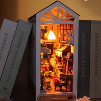 Estante de madera para libros, miniatura de casa de bosque con luciérnagas, casa de muñecas con animales, sujetalibros, juguete para adultos y niños, regalo. - details 5