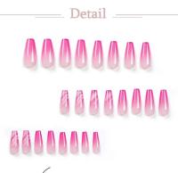 Arte de Uñas de Ballet Francés Gradiente de Tinte de Halo Blanco-Rosa, Set Completo Desmontable, Uñas Prostéticas Terminadas, Pegadas de Esmalte - details 2